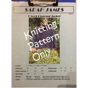 New Sarah James CH 531 V Neck Diagonal Jacket Knitting Pattern